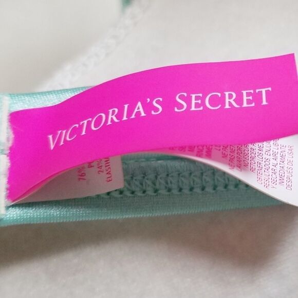 Rare Victoria's Secret Bombshell Aqua Top The Knockout Diamond Print Bikini - Picture 13 of 16